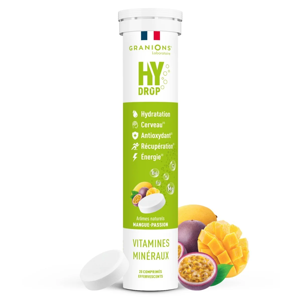 HYDROP - Pastilles Hydratation - Mangue/Passion - Sans Sucre - Electrolytes & Vitamines