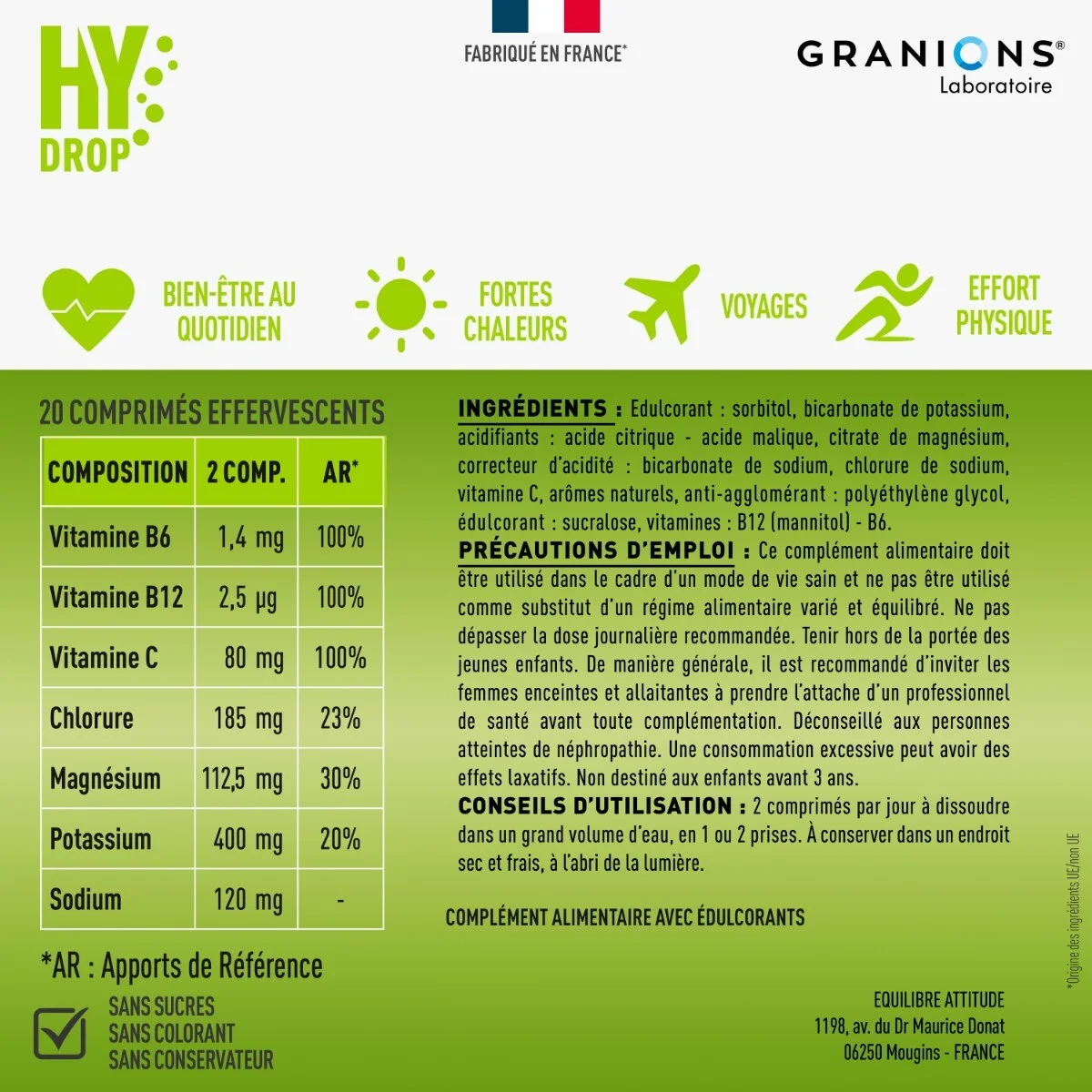 HYDROP - Pastilles Hydratation - Mangue/Passion - Sans Sucre - Electrolytes & Vitamines