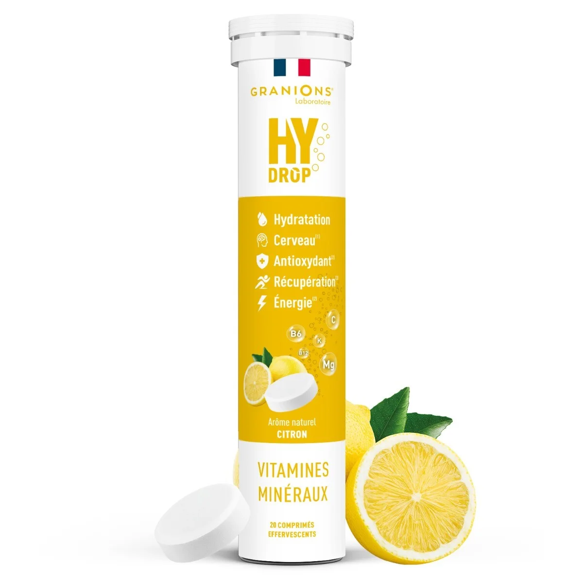 HYDROP - Pastilles Hydratation - Citron - Sans Sucre - Electrolytes & Vitamines