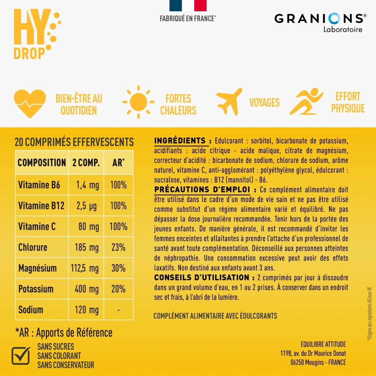 HYDROP - Pastilles Hydratation - Citron - Sans Sucre - Electrolytes & Vitamines