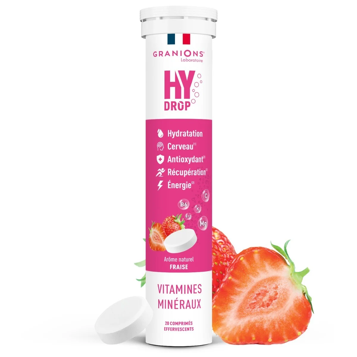 HYDROP - Pastilles Hydratation - Fraise - Sans Sucre - Electrolytes & Vitamines