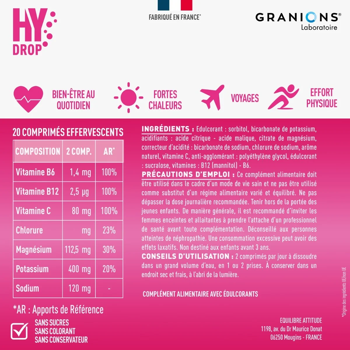 HYDROP - Pastilles Hydratation - Fraise - Sans Sucre - Electrolytes & Vitamines