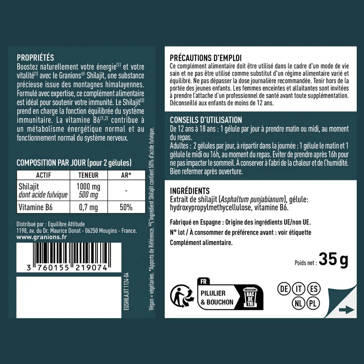 SHILAJIT 1000 MG 60 GÉLULES