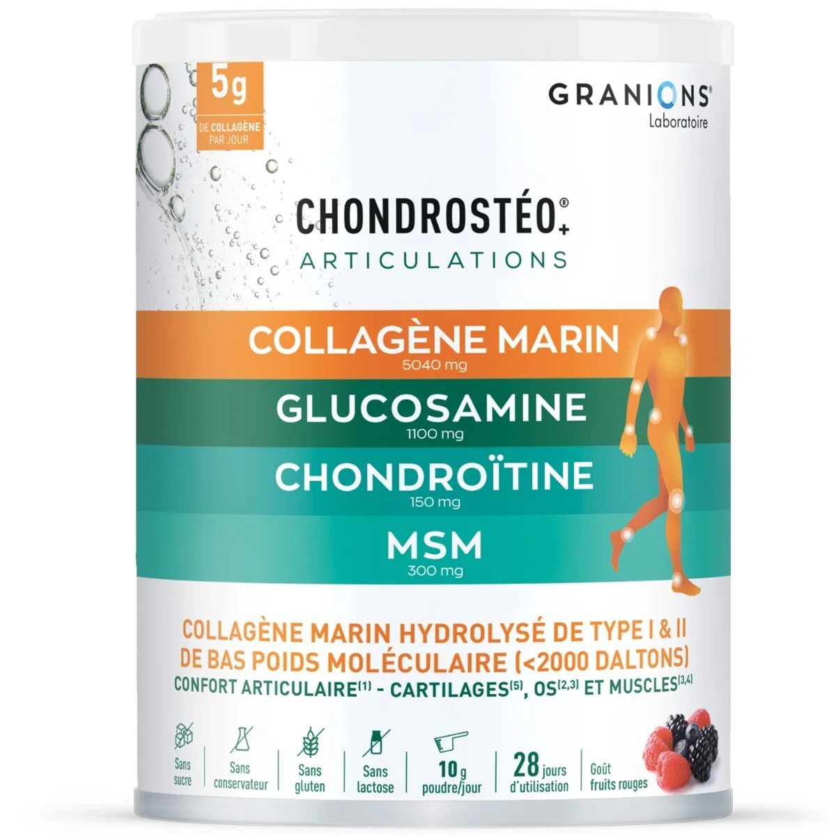 CHONDROSTÉO+ COLLAGÈNE MARIN - POUDRE - FRUITS ROUGES