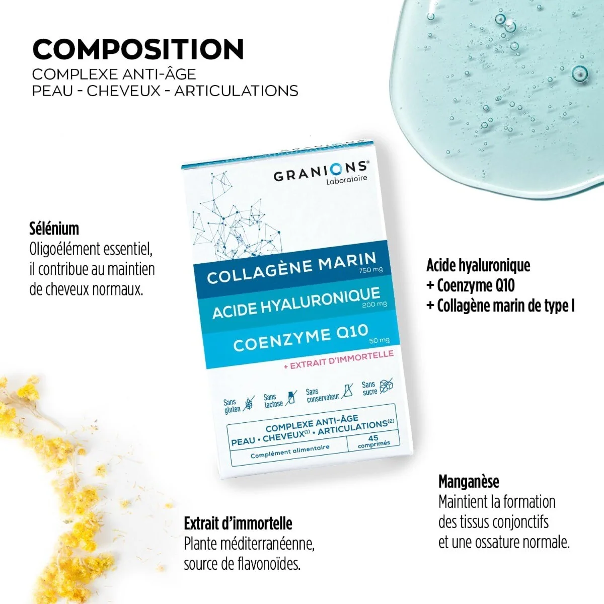 COMPLEXE ANTI-ÂGE COLLAGÈNE, ACIDE HYALURONIQUE & COENZYME Q10