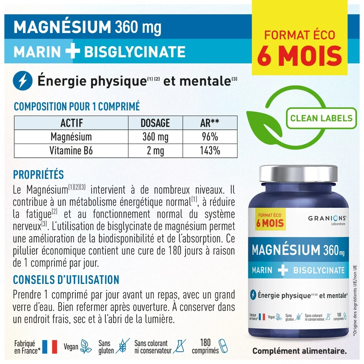 MAGNÉSIUM MARIN + BISGLYCINATE FORMAT ÉCO 6 MOIS