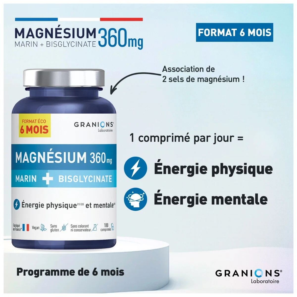 MAGNÉSIUM MARIN + BISGLYCINATE FORMAT ÉCO 6 MOIS