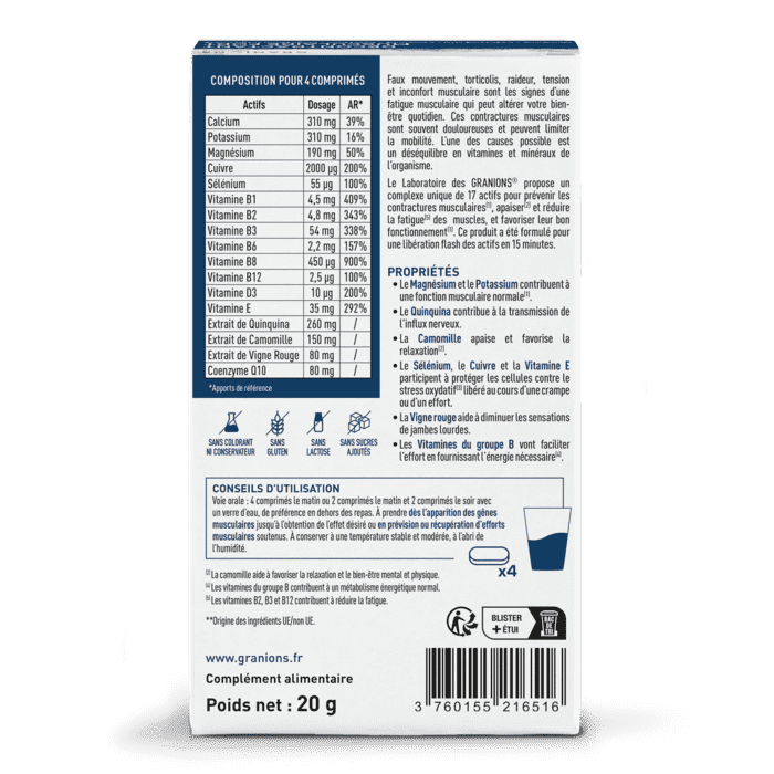 DÉCONTRACTANT MUSCULAIRE FORT - 20 COMPRIMÉS
